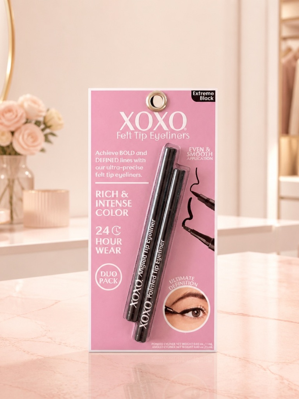 XOXO Felt Tip Eyeliner Duo Pack Extreme Black 24 Hour Wear